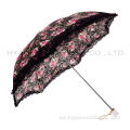 Paraguas de mujer estampado con encaje de volantes